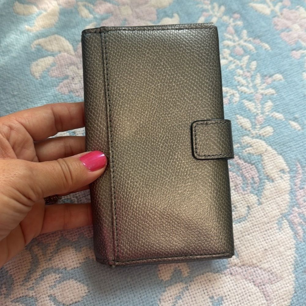 Coach Pewter Gray Leather Wallet with Monogram Lining - Picture 6 of 6